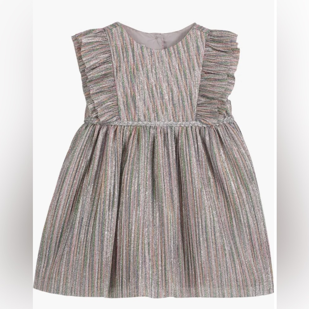 Baby Metallic Stripe Ruffle Dress Pastourelle by Pippa & Julie Size 18 months